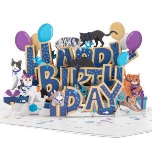 Carte pop-up Happy Birthday Cats - Carte de bienfaisance Battersea Dogs & Cats pour la maison - Sous licence officielle image 2
