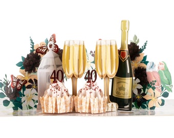 Carte pop-up d'anniversaire de mariage rubis | Cadeau 40e anniversaire | Cardologie