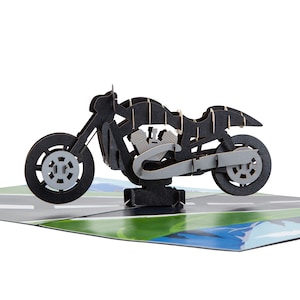 Biglietto pop-up moto / ispirato alla Harley Davidson / perfetto per biglietti di compleanno per lui o biglietti per la festa del papà / assemblato al 100% a mano