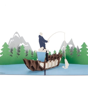 Carte pop-up de pêche | Carte de voeux de pêche, Cadeaux de pêche pour hommes, Cartes de pêche, Cadeaux de pêche pour la fête des pères, Carte d'anniversaire pour grand-père