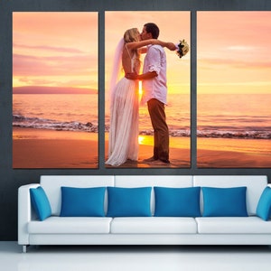 3 Panel Canvas Split  Wedding Anniversary Gift for Couples from Photos Print on Canvas,  3 Panels Canvas Wall Art,Room Decoration Photo gift