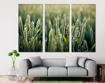 Wheat Field Triptych Canvas Print, Agriculture Wall Art