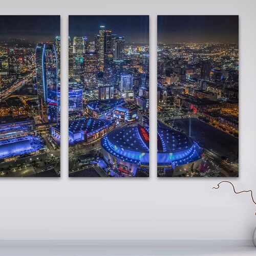 Downtown Los Angeles Staples Center 3 Panel Split triptych Etsy