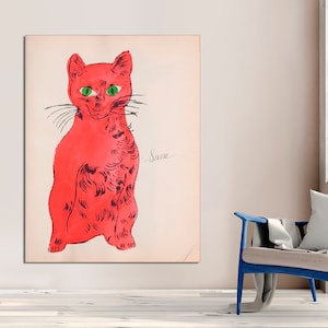 Andy Warhol Cat Canvas Prints, Pop Art Cats Warhol Art Cat Sam Cats Name Sam Andy Warhol Painting prints Cat Print, CANVAS Art Ready to Hang