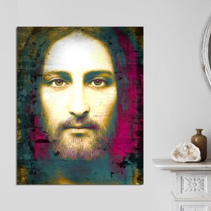 Real Face of Jesus Christ, Jesus Picture, Jesus Print, Shroud of Turin, Jesus Christ Christian, Jesus Face Art Catholic CANVAS Ready to Hang