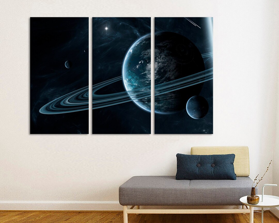 3 Panel Canvas Split Earth From Space at Night Stretched on - Etsy