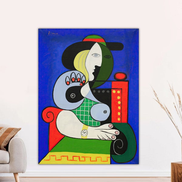 Pablo Picasso Femme a la Montre Ready To Hang Canvas, Modern Fine Art Print, Home Decor, Picasso Art Print, Picasso CANVAS Art Ready to Hang