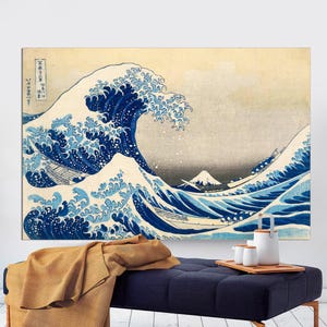 The Great Wave Off Kanagawa Wall Art, Japanese Wave Print on Canvas, Katsushika Hokusai Modern Art, Traditional Japanese Art Ready to Hang.