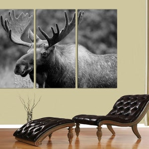Moose wall art Moose canvas Moose canvas wall art Moose decor Moose wall decor Interior design, wall art, Room Decoration,canvas,Photo gift.