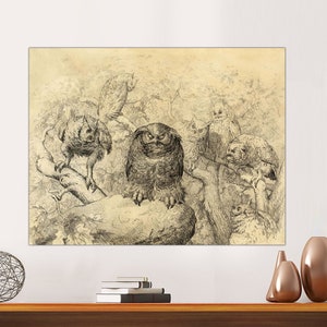 William Holbrook Beard - Minerva reflejando Impresión artística de William Holbrook Beard, arte de pared de pájaros, arte de pared Impresión artística en LIENZO premium lista para colgar