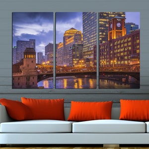 Chicago Clark Street Bridge, Clark Street Bridge Canvas art, Bridge Art Print,Bridge wall art, Chicago art,IL print for interior wall decor.