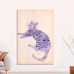 Andy Warhol Cat Canvas Prints, Pop Art Cats, Warhol Art, Cat Sam, Andy Warhol Cat Painting, Modern Cat Wall Art CANVAS Print Ready to Hang.