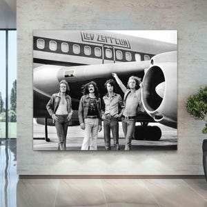 Led Zeppelin Print, Led Zeppelin Picture, Robert Plant Jimmy Page British Rock Band Classic Rock Led Zeppelin Airplane Canvas Ready to Hang.