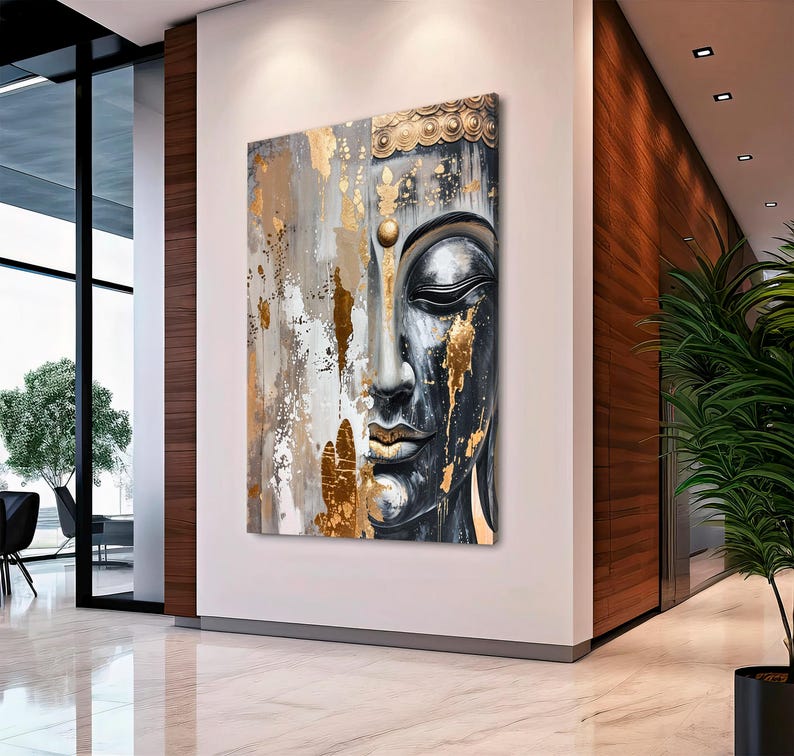 Golden Buddha Canvas Print, Meditation Room Decor, Zen Wall Art - Etsy
