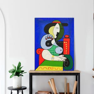 Picasso Femme a la Montre Canvas Art Print Modern Fine Art Home Decor, Ready to Hang Picasso Wall Art, Abstract Cubism Painting Reproduction