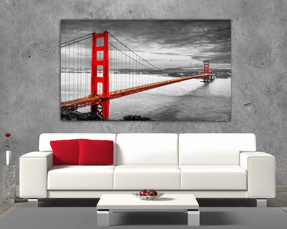 San Francisco Golden Gate Bridge Black and White canvas print | Etsy
