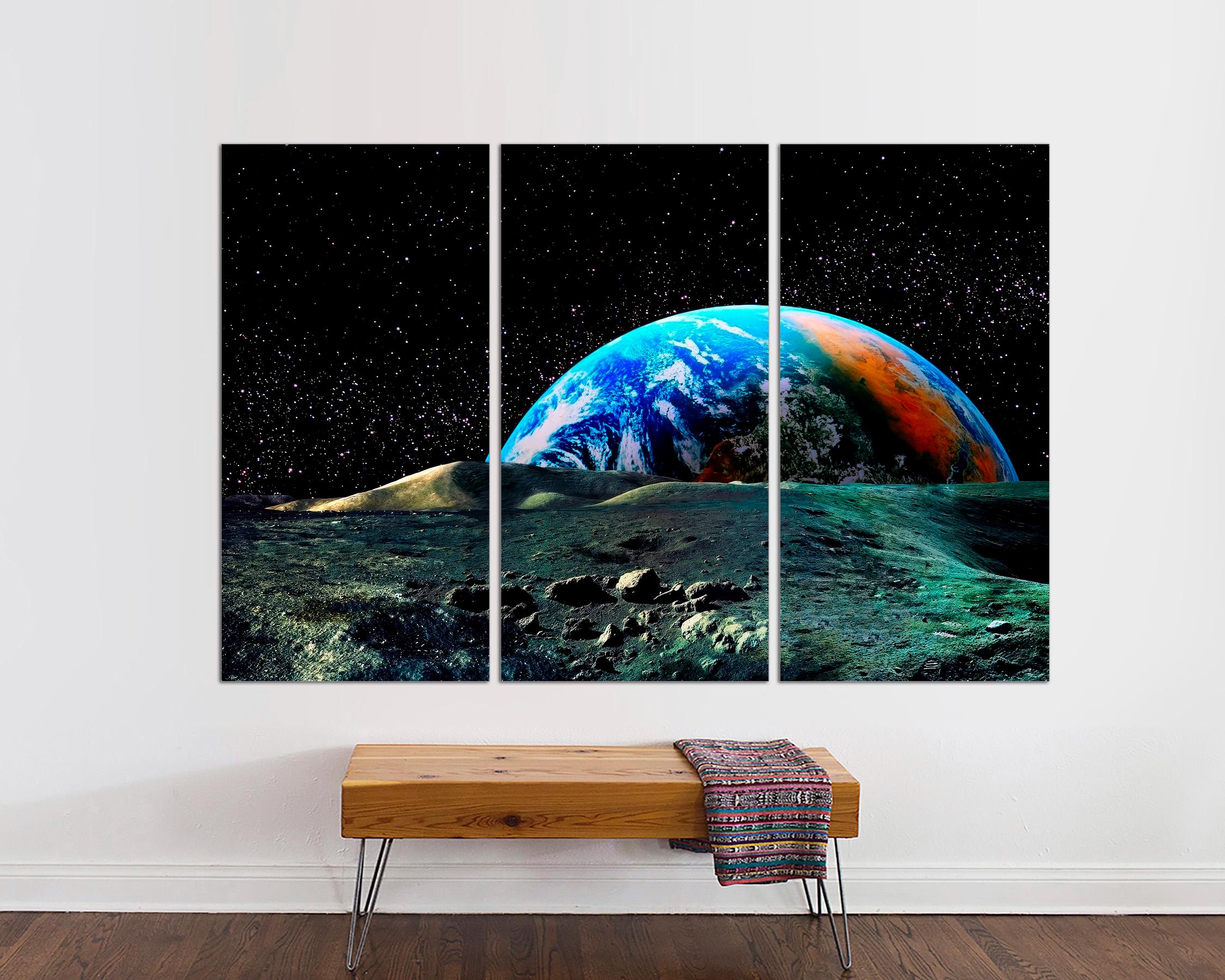 Earth From Space Canvas Print, Triptych NASA Wall Art - Etsy