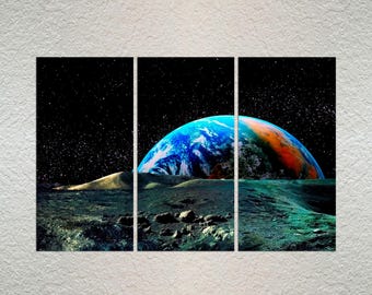 Earth From Space Canvas Print, Triptych NASA Wall Art - Etsy