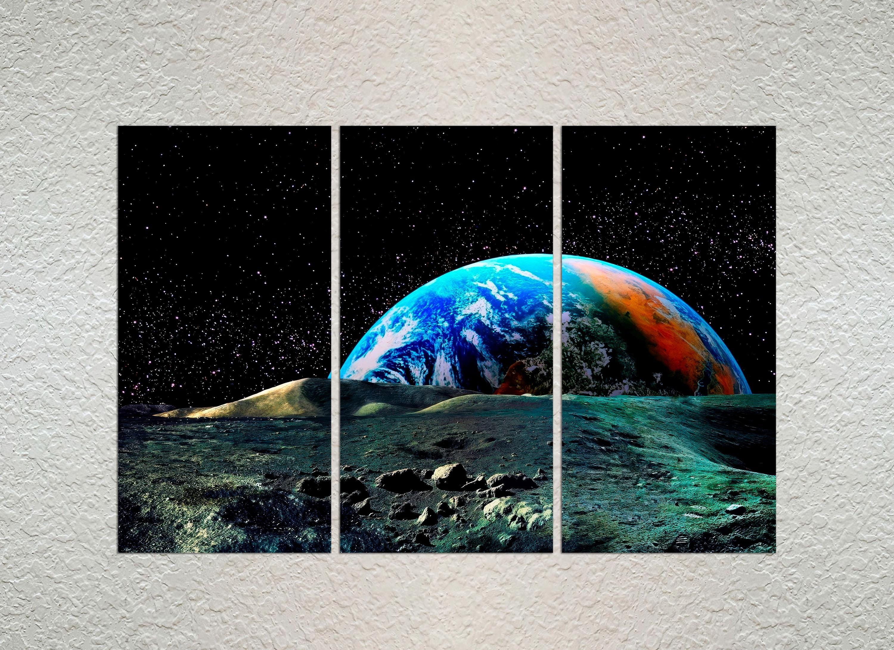 Earth From Space Canvas Print, Triptych NASA Wall Art - Etsy