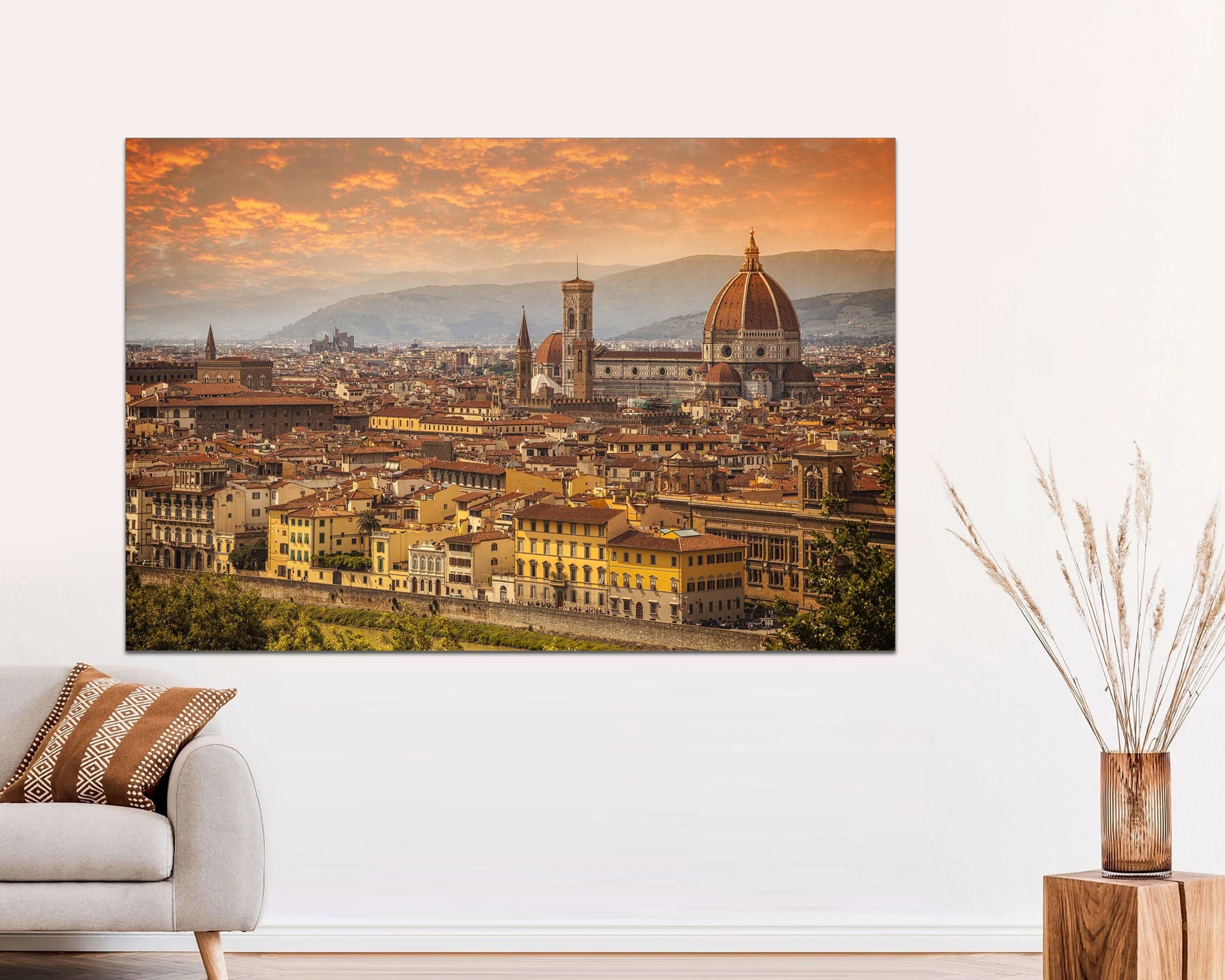 Ready to Hang, Florence Art, Firenze Sunset Aerial Cityscape