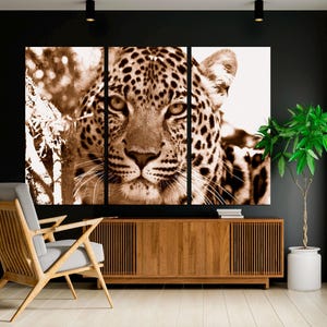 3-Panel Canvas Split, Leopard Lover Gift, Wild Animal, Big Cat Canvas, Leopard Art Decor , Leopard Wall Art, Home Decor CANVAS Ready to Hang