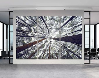 Bamboo Forest Canvas Wall Art, Triptych Panel, Kyoto Autumn Decor