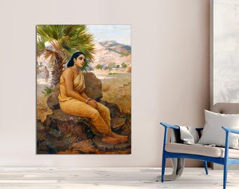 Raja Ravi Varma Shakuntala Canvas Print, Vintage Indian Art, Ready to Hang