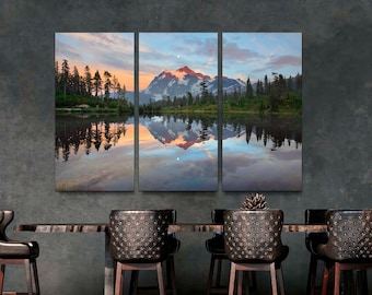 North Cascades Canvas Wall Art, Mount Shuksan Landscape Print, Washington Alpine Lake Reflection, Fine Art Nature Photography, Ready to Hang