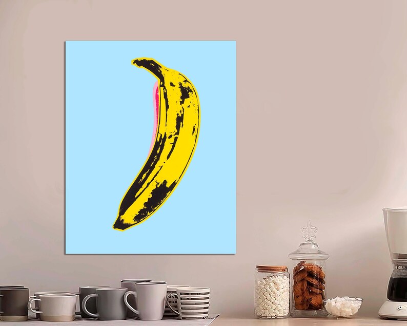 Andy Warhol Canvas Print, Banana Pop Art, Minimalist Pop Art, Modern