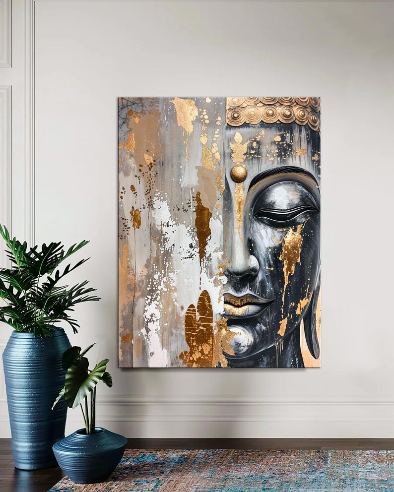 Golden Buddha Canvas Print, Meditation Room Decor, Zen Wall Art - Etsy