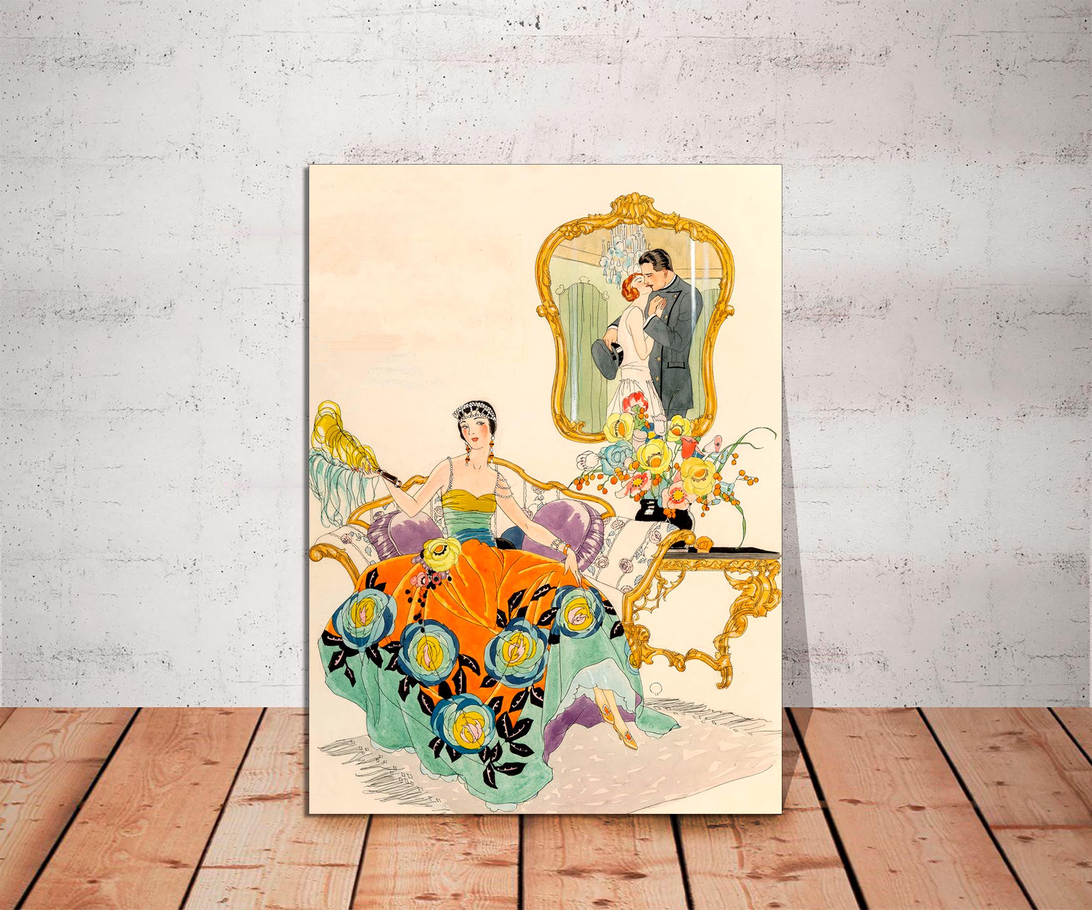 Alberto Vargas Art Deco Canvas Print, Glamorous Woman Illustration
