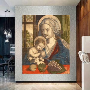 Lienzo decorativo de la Virgen María con el Niño Jesús, decoración religiosa cristiana para el hogar, impresión en lienzo de la Santa Madre y el Niño, listo para colgar.