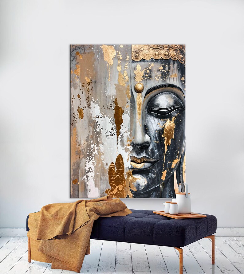 Golden Buddha Canvas Print, Meditation Room Decor, Zen Wall Art - Etsy