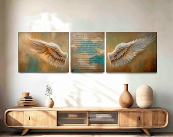 House Blessing Prayer Canvas, Christian Art Set of 3, New Home Decor