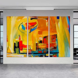 3-Panel Canvas, Modern Abstract Canvas, Large Home Wall Art Decor, Colorful Pattern Canvas Prints, Contemporary Art on CANVAS Ready to Hang.
