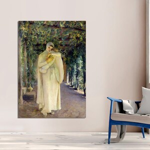Virgen del Enrejado, de Pascal Bouveret, Arte Católico, Grabados Religiosos, Virgen con el Niño, Madre María, Madre Niño, LIENZO Listo para Colgar