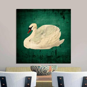 Framed Vintage Print, Swan Art, Vintage Art Print, Nursery Prints, Vintage Swan Decor, Housewarming Gift, Modern CANVAS Print Ready to Hang.