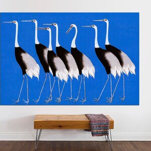 Japanese Crane painting Art print, Crane Canvas Art Cranes, Vintage Japanese Canvas, Antique Asian Canvas Art, Bird painting, Ready to Hang.