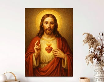 Sacred Heart of Jesus Canvas Print, Catholic Home Decor, Ready to Hang