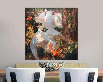 Swans Art Nouveau Canvas Print, Frank William Brangwyn, Vintage