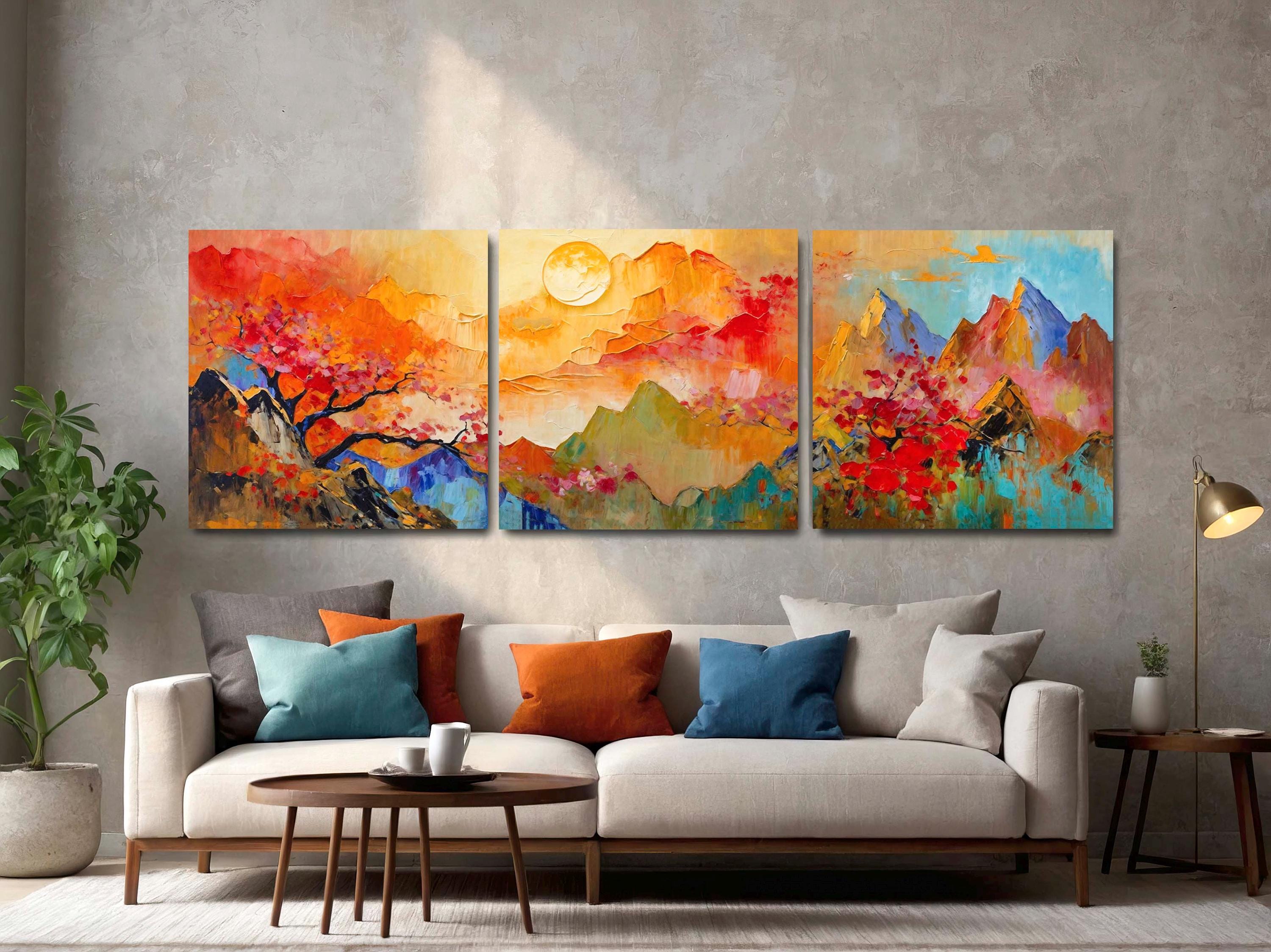 Canvas Painting Sakura 3 Panel - Etsy