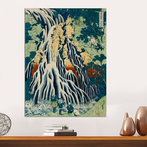 Katsushika Hokusai Canvas Print, Amida waterfall Canvas Art, deep beyond the Kiso highway Wall Art, Japanese Art Print, Japanese Art Canvas.