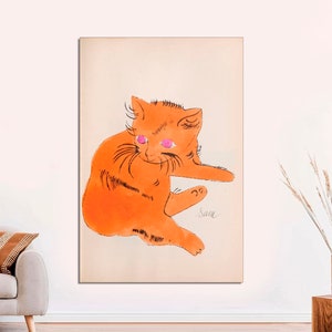Andy Warhol Orange Cat Canvas, Pop Art Cats, Warhol Art Cat, Vintage Cats Name Sam, Warhol Cats Paintings,  CANVAS Print Art Ready to Hang.