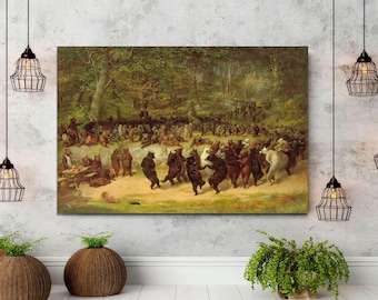 Dancing Bears Canvas Print by William Holbrook Beard, Vintage Woodland Decor
