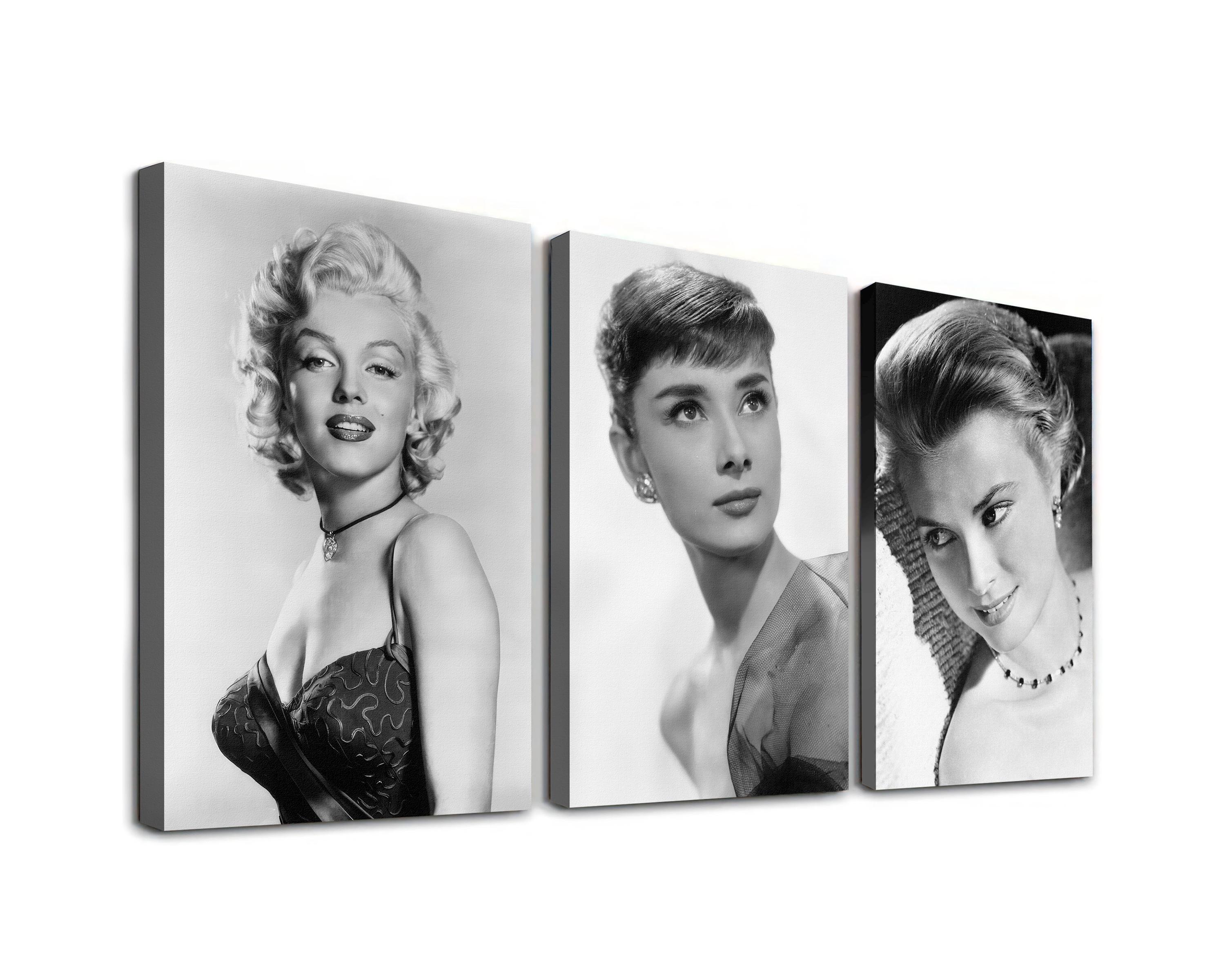 Marilyn Monroe, Audrey Hepburn, Grace Kelly Canvas Print Set