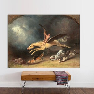 William Holbrook Beard El sueño del cazador de zorros, reproducción de arte de pared en lienzo Póster de arte de zorros Exposición Obra de arte Impresión de lienzo lista para colgar