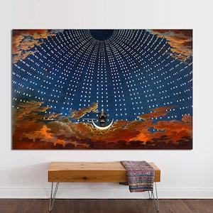 Queen of night art print, Magic flute opera, Celestial Art, Set design, Wall decoration, Vintage Astronomy Art, Modern CANVAS READY To HANG.