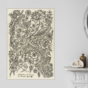 Ready to Hang - Alexander Senegat textile Vintage Canvas Print, Botanical Art Prints, Art Prints, Vintage Art, Textile Art, Pattern Wall Art