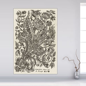 Ready to Hang - Alexander Senegat textile Vintage Canvas Print, Botanical Art Prints, Art Prints, Vintage Art, Textile Art, Pattern Wall Art