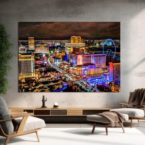 Vegas City Canvas, Cityscape Canvas, City Lights Wall Art, Las Vegas Wall Art, City Night, Casino Canvas, Skyscraper on CANVAS Ready to Hang